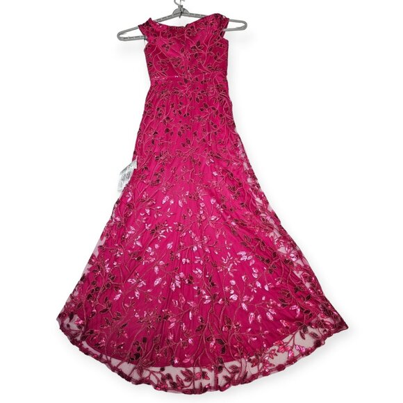 Tadashi Shoji Pink Sequin Embroidered Lace Gown NWT 8 - Picture 3 of 10